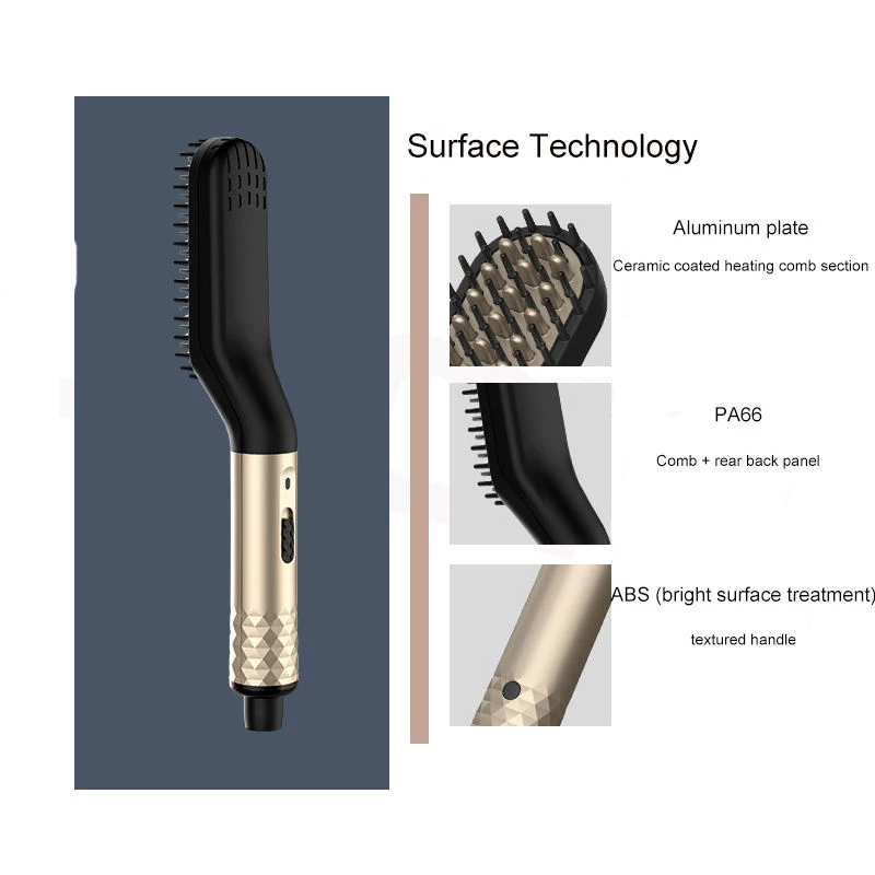 Hot Comb Straightener Electric Negative Ion Hair Straightener Brush Fast Heated Portable Men Mini Beard Straightening Comb 6