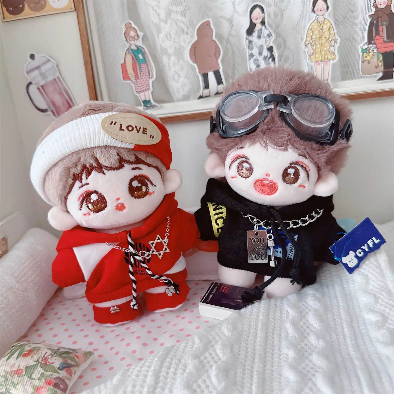 10cm Kawaii Mini Idol Doll Cute Stuffed Cotton Doll Cool Boy Suit for Plush Doll Dress Up Changing Clothes Game for Girls Gifts 3