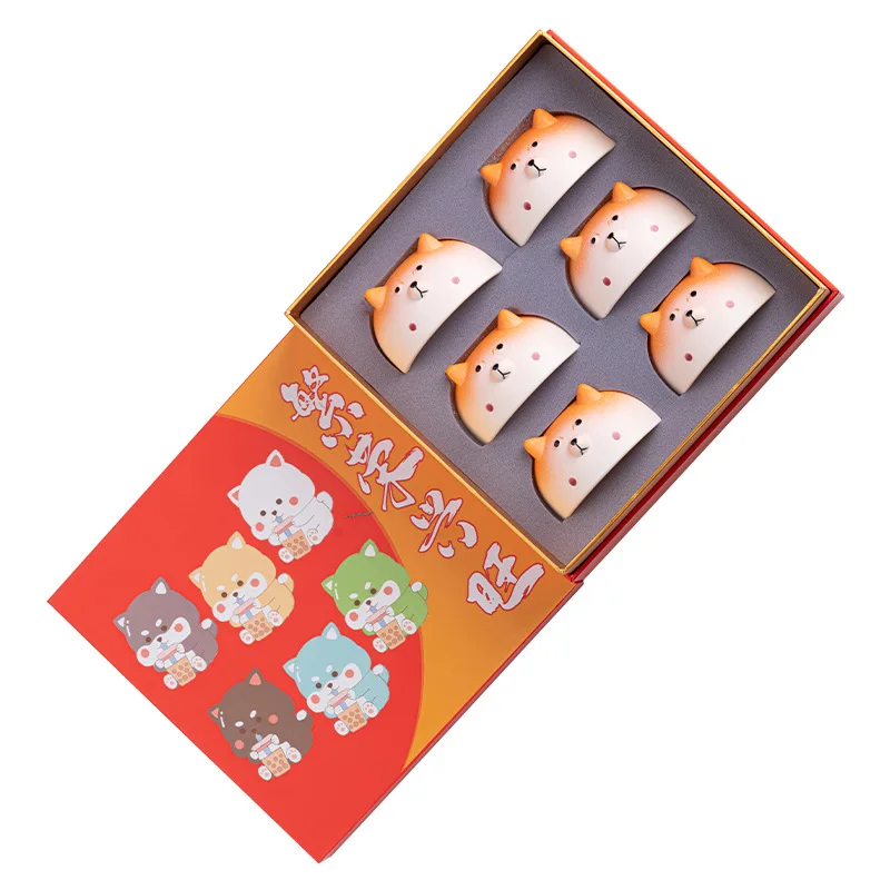 1-6pcs Shiba Inu Series Teacups Ceramic Tea Cups Chinese Kungfu Gongfu Teacup Cute Puppy Household Drinkware Teaware Gift Box