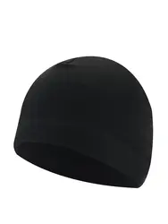 Cozy Polar Fleece Windproof Winter Beanie Hat (Black)