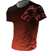 T-shirts for men fitness sportswear 2024 Summer Vintage Men's 3d Printed Quick-Drying Gradient T-shirt Animal Wolf Short Sleeve 3