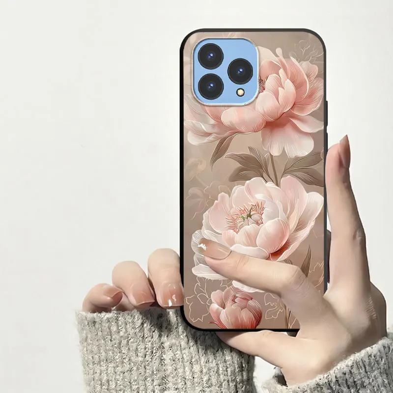 Cool Cartoon Shockproof Soft Silicone Phone Case with Floral Design