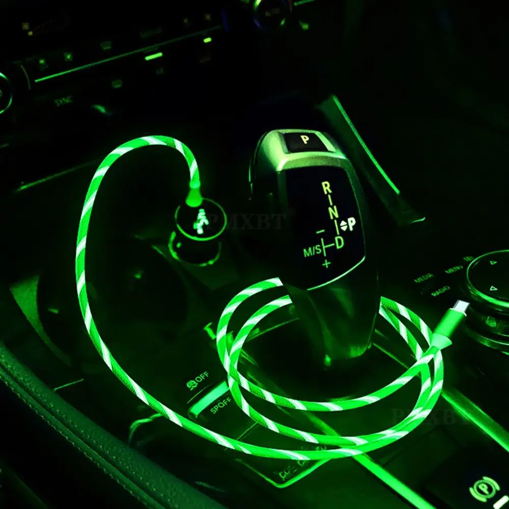 LED USB C 와이어 발광 유형 C 고속 충전 마이크로 USB 충전 와이어 빛나는 케이블 유형 C 데이터 코드 휴대폰 충전 케이블