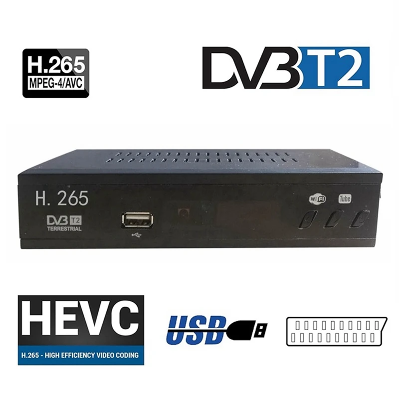 

DVB T2 HEVC 265 цифровой ТВ тюнер DVB-T2 H.265 1080P телефон спутниковый ТВ-приемник приставка с европейской вилкой