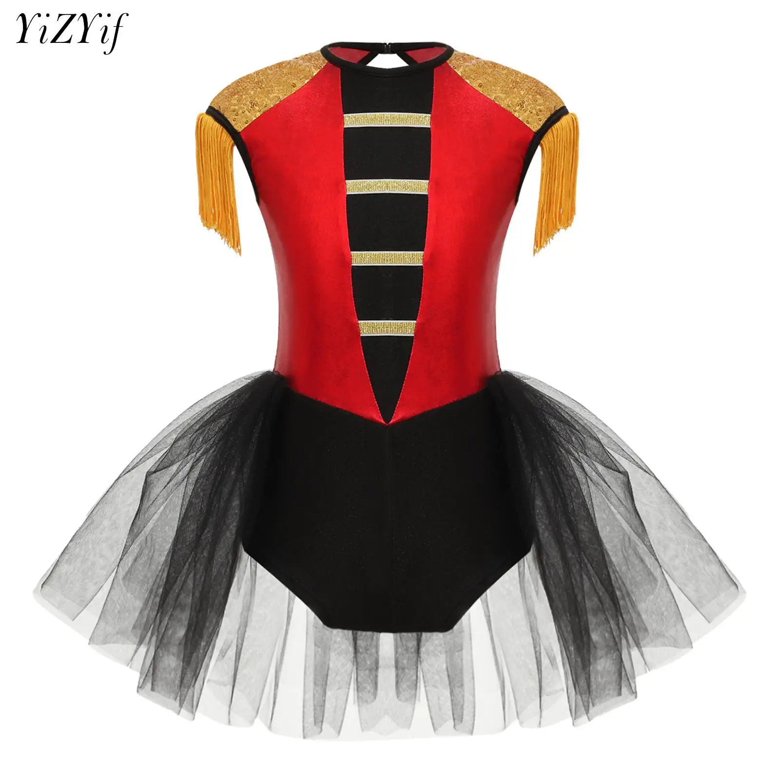 Ragazze Ringmaster Costume Halloween Circus Cosplay Tutu Gonna Body Dress Dancewear Kids Drum Majorette Marching Band Uniform