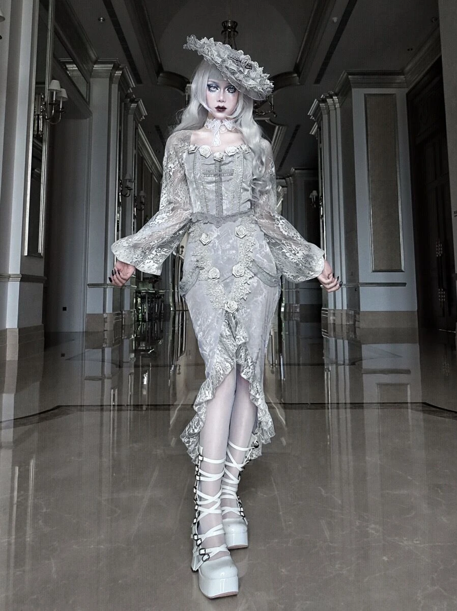 ~Rose Funeral~Halloween Rose Slit Mermaid Lolita Skirt by Blood Supply -  AliExpress 200000532