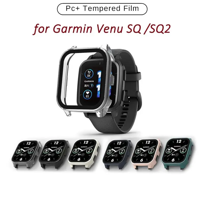PC Screen Protector Shell For Garmin Venu SQ SQ2 Watch Protective Case Full Coverage Tempered Film Frame