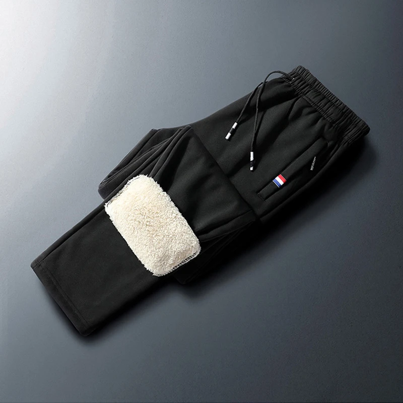 Winter Lamb Wool Thermal Pants Men's Thick Sports Pants Outdoor Cold Protection Large Size Warm Casual Rope Jogging