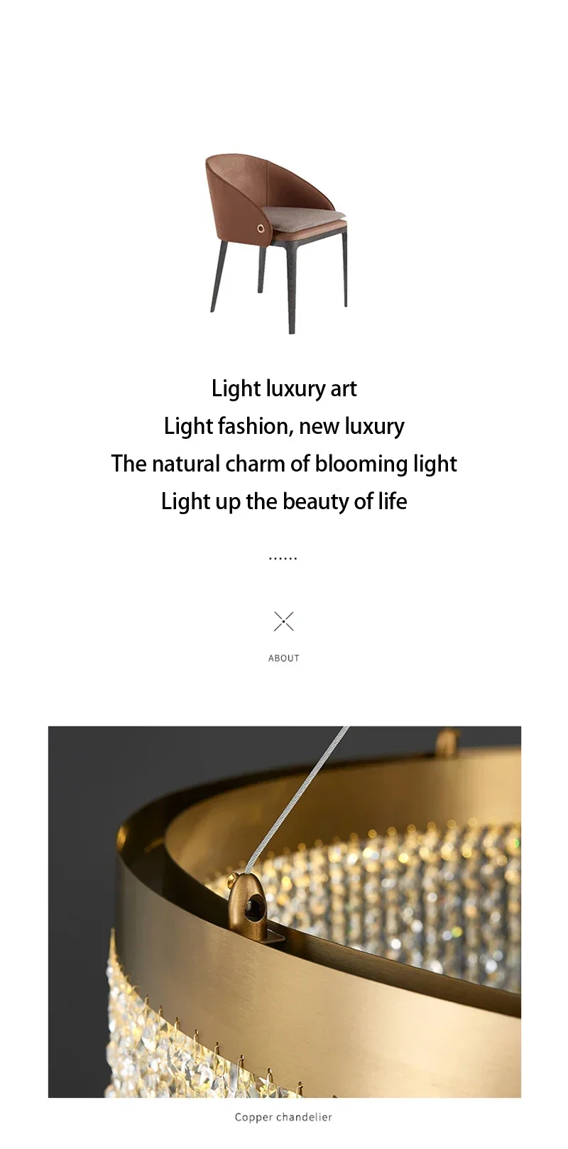 Description Picture 6 of itemNordic LED Crystal Chandeliers for Living Dining Room Kitchen Decor Hanging Pendant Light Home Indoor Table Decor Suspen Lamps