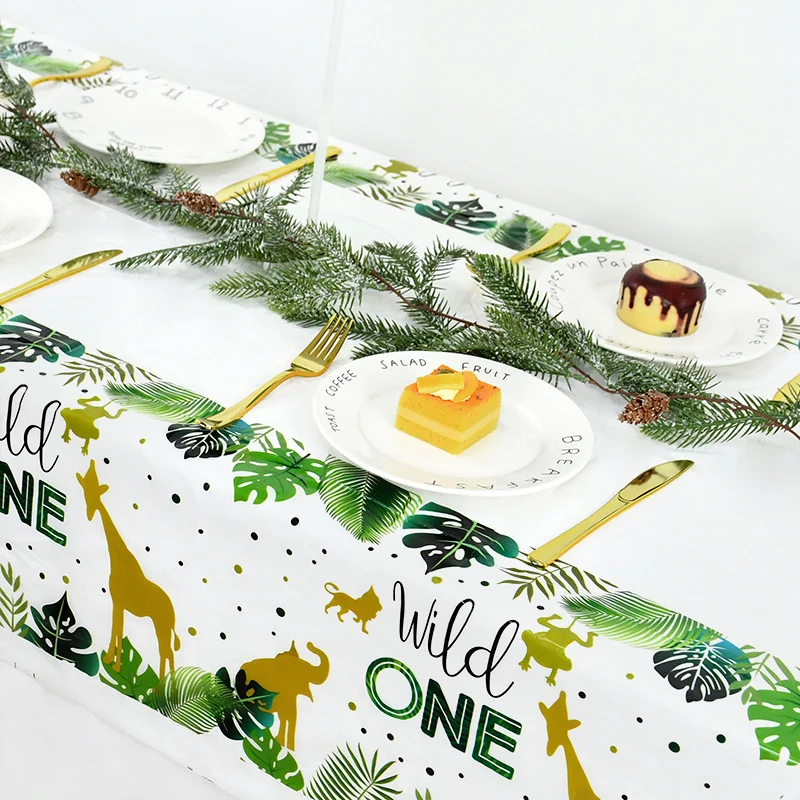 Jungle Safari Theme Animals Tablecloth Table Cover for Kids Wild One