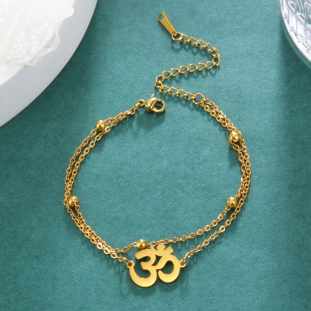 22K Gold Om Charm Bracelet | Raj Jewels