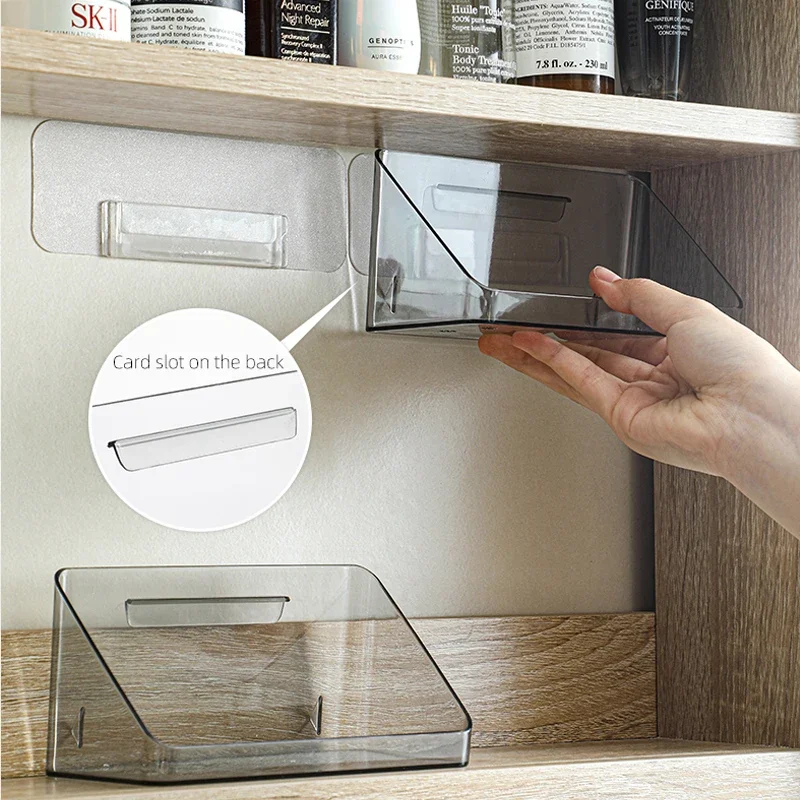 SHIMOYAMA Makeup Organizer Box Wall-mounted Bathroom Mirror Cabinet Storage Cosmetic Vanity Desktop Lipstick Brush Holder 4