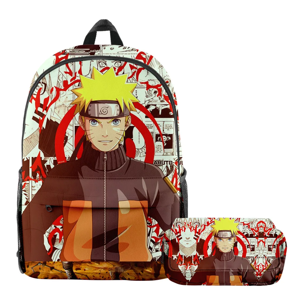 

NEW Comic Backpack NARUTO Anime Children Backpack Boys Girls Double-deck Backpack Set Pencil CaseTeenager Waterproof Schoolbag