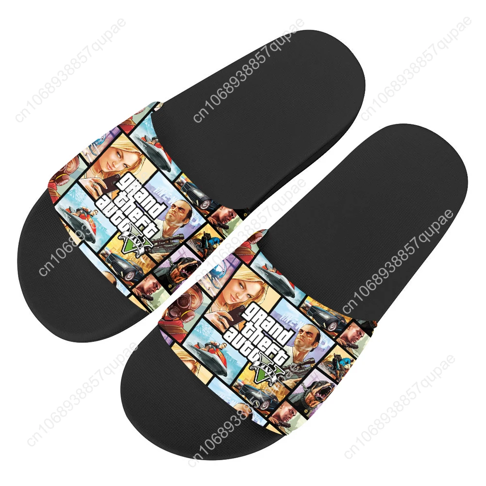 GTA V 5 Slippers Home Water Shoes Cute Cartoon Anime Men Women Teenagers Beach Pool Sandals Custom Made Summer Slipper Fashion 2