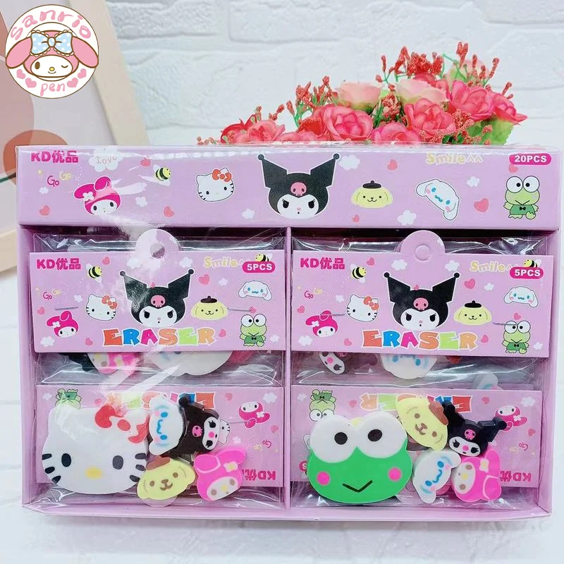 

Sanrio 20 шт. Ластик Мультфильм Kuromi Hello Kitty большая коллекция ластик милый моделирующий искусственный подарок для детей в коробке