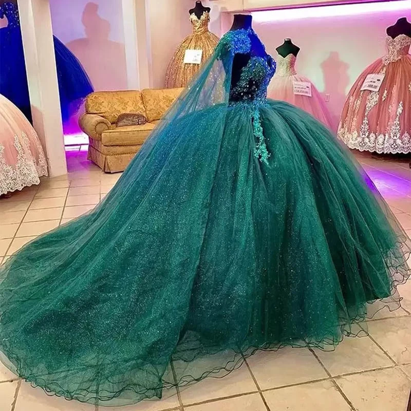 Angelsbridep Emerald Green Ball Gown 15 Year Old Quinceanera Dresses