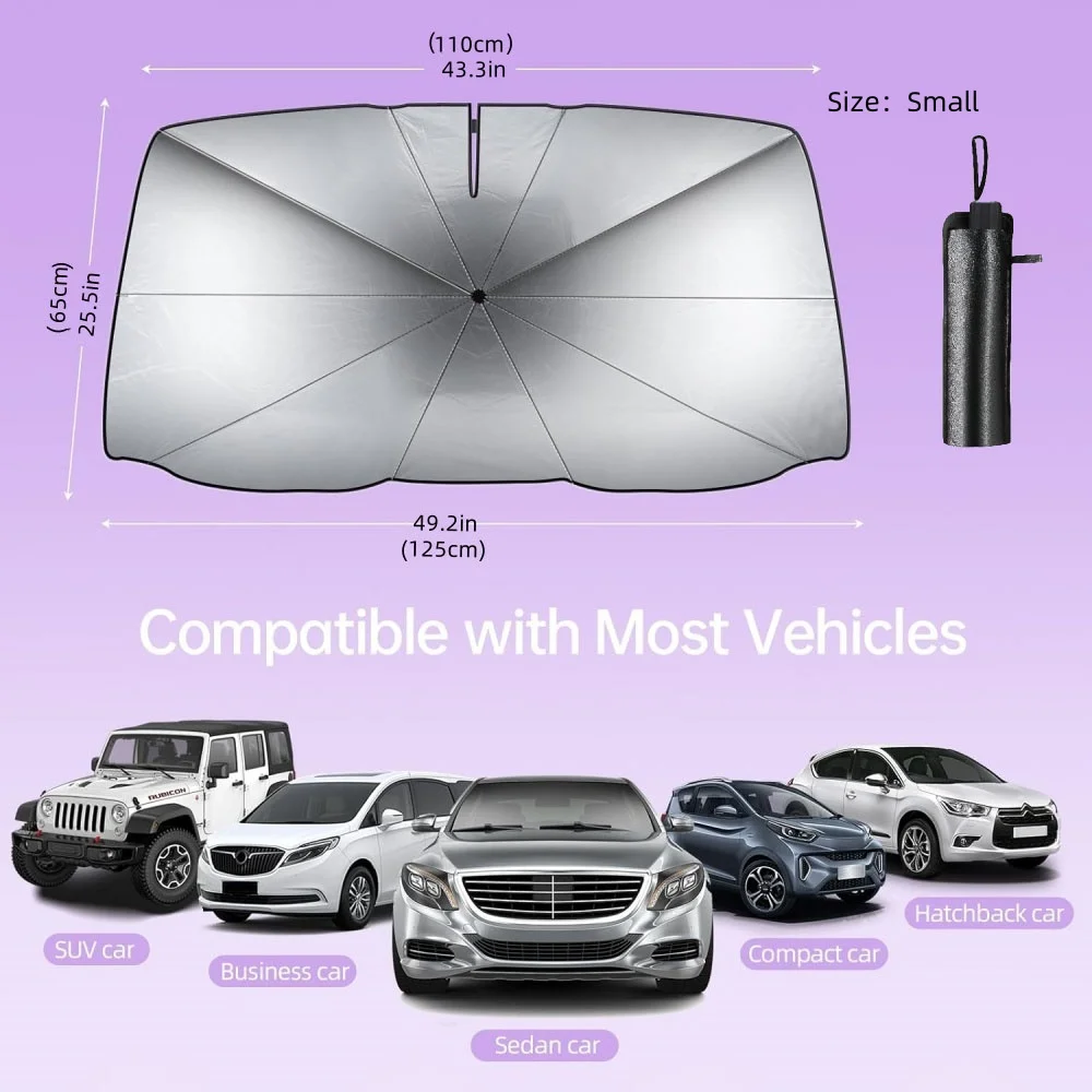Car windshield sunshade, upgraded foldable car sunshade. Protect the interior of the car from sunlight and keep it cool. 6