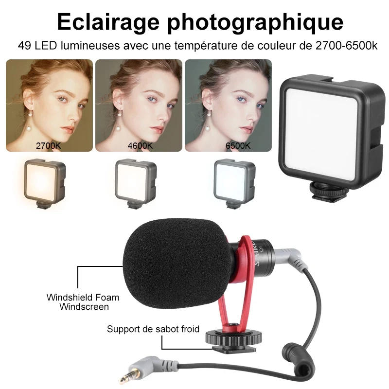 Ulanzi MT-08 DSLR SLR Phone Vlog tripod KIT Cold Shoe Phone Mount Holder for Microphone LED Light Mini Tripod for iPhone 13 Sony