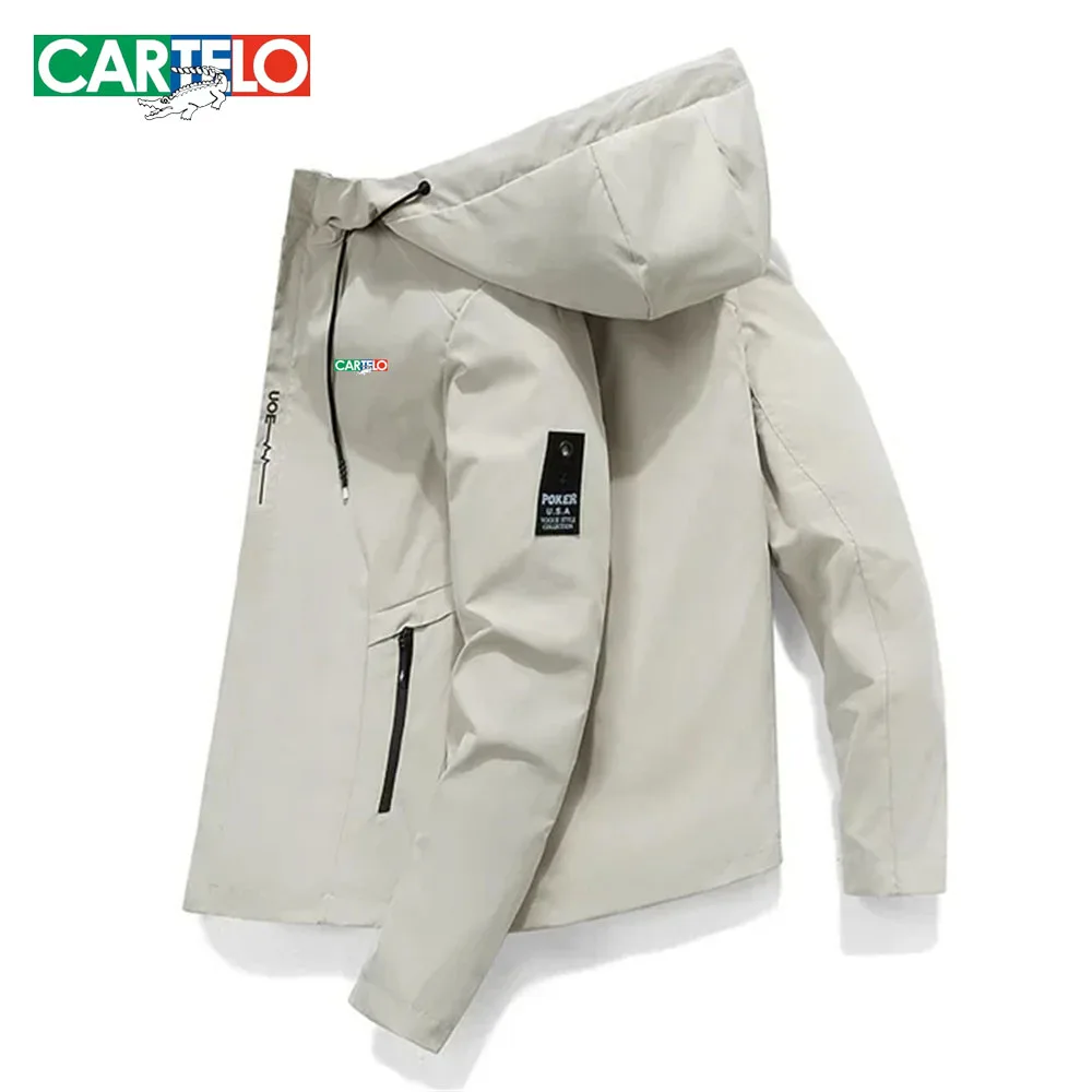 CARTELO printed Spring and Autumn men's windproof zipper casual high quality hooded baseball jacket outdoor sportswear cartelo embroidery 2023 new men s summer short sleeved shorts casual set lapel printed zipper polo top summer men s clothing