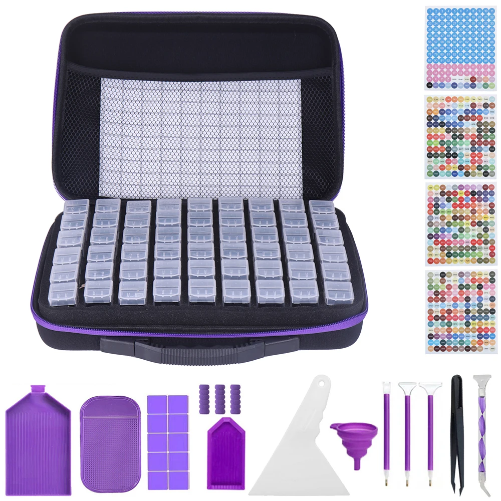 54 Bottles Diamond Painting Accessories Tools Storage Containers Bag Diamond Painting Tool Pen Carry Case Mosaic Storage Box