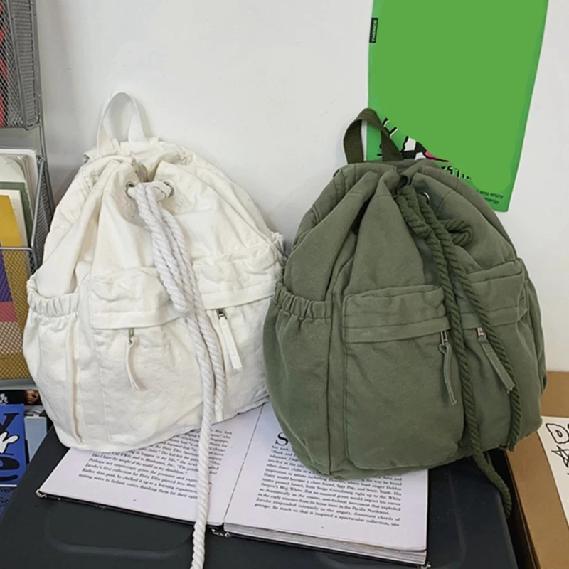 

Bag Travel Bag Female Book College Shoulder Bag Backpack Women School Fashion Vintage Canvas Drawstring