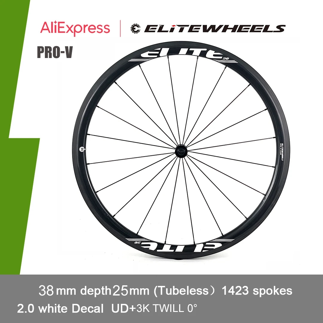 ELITEWHEELS PRO 700c 38mm Carbon Wheelset Tubeless Road Bike Wheels