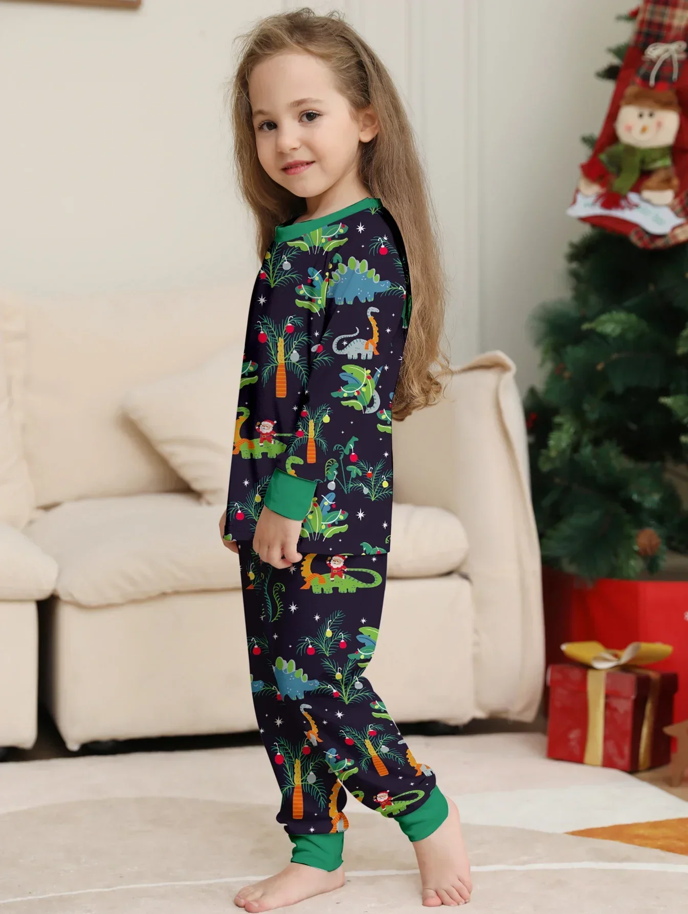 2024 Christmas Pajamas Set Santa&elk Print Parent-child Matching Outfits Family Look 2 Pcs Suit Baby&dog Romper New Year Clothes