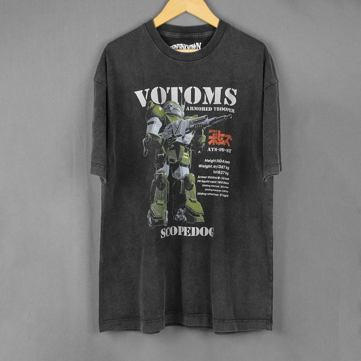 

Армированный солдат Votoms футболка Скоп аниме Aura Battler Dunbine Cotoon Washed Tee