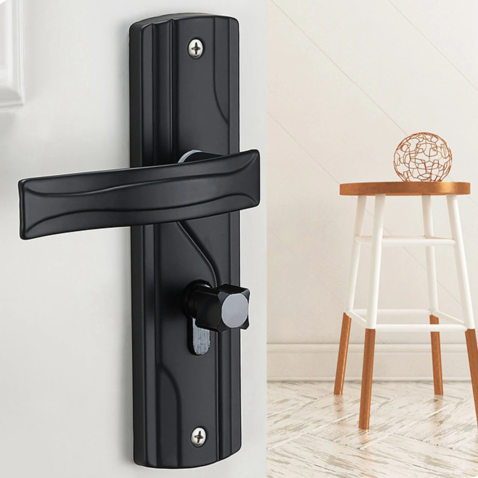Door Handle Lock Manganese Steel Silent Bearing Universal Door Lever Lock Set With Keys For Home Bedroom
