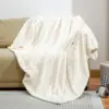Flannel Fleece Throw Blanket Soft Blanket Beige 3D Imitation Turtle Shell Jacquard Fleece Blanket Decorative Fuzzy Cozy Throw 3