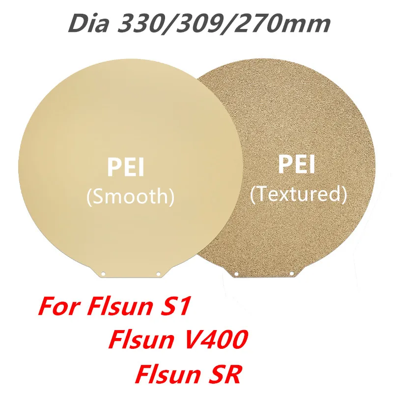 Flsn T1 Pro/V400/S1 PEI-Bauplatte, strukturierte/glatte, doppelseitige Federstahl-PEI-Blech, flexible Druckplattform, Durchmesser 270/309/330 mm – Detail 2
