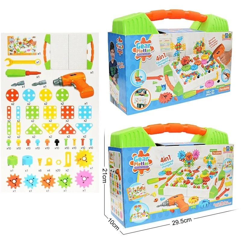 Creative Construction Toys Kit Assembled DIY Play Set Kids Electric Drill Toys Educational STEM For Boys Girls Gift