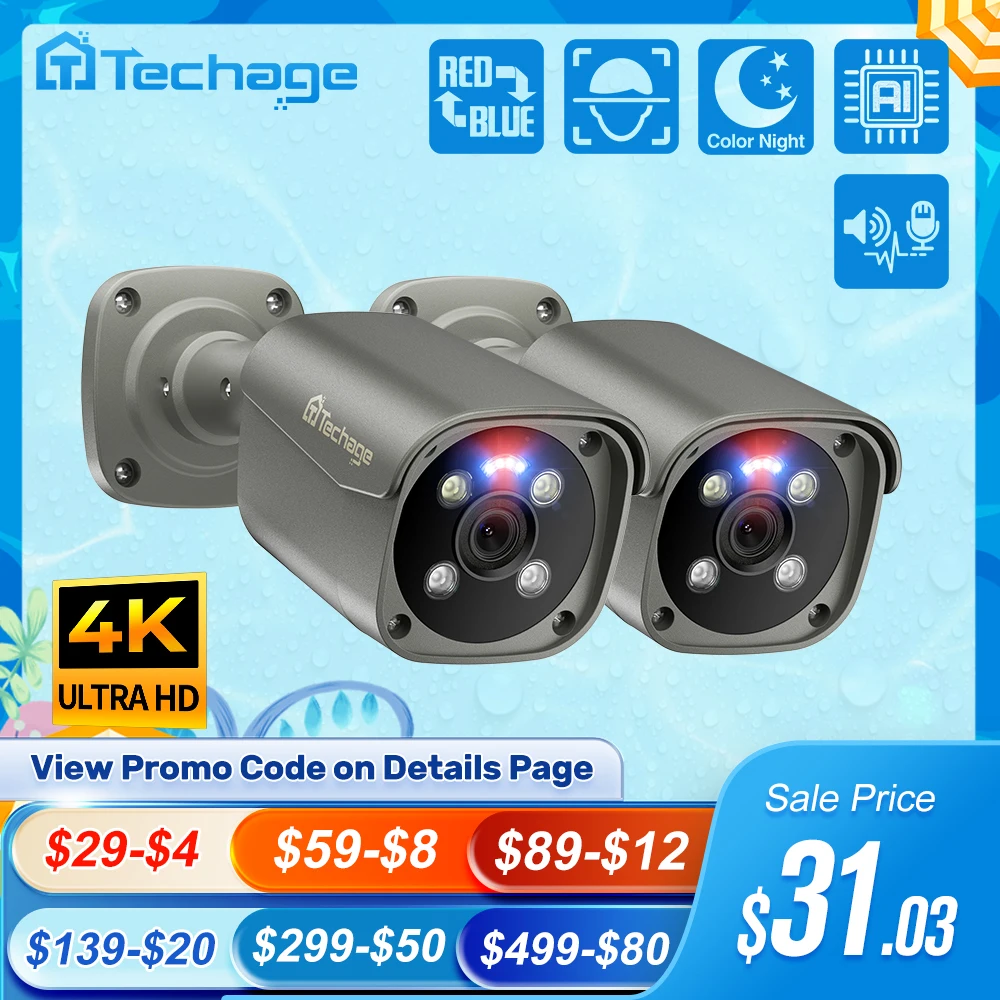 Уличная камера Techage H.265 Ultra HD 4K POE 8 Мп