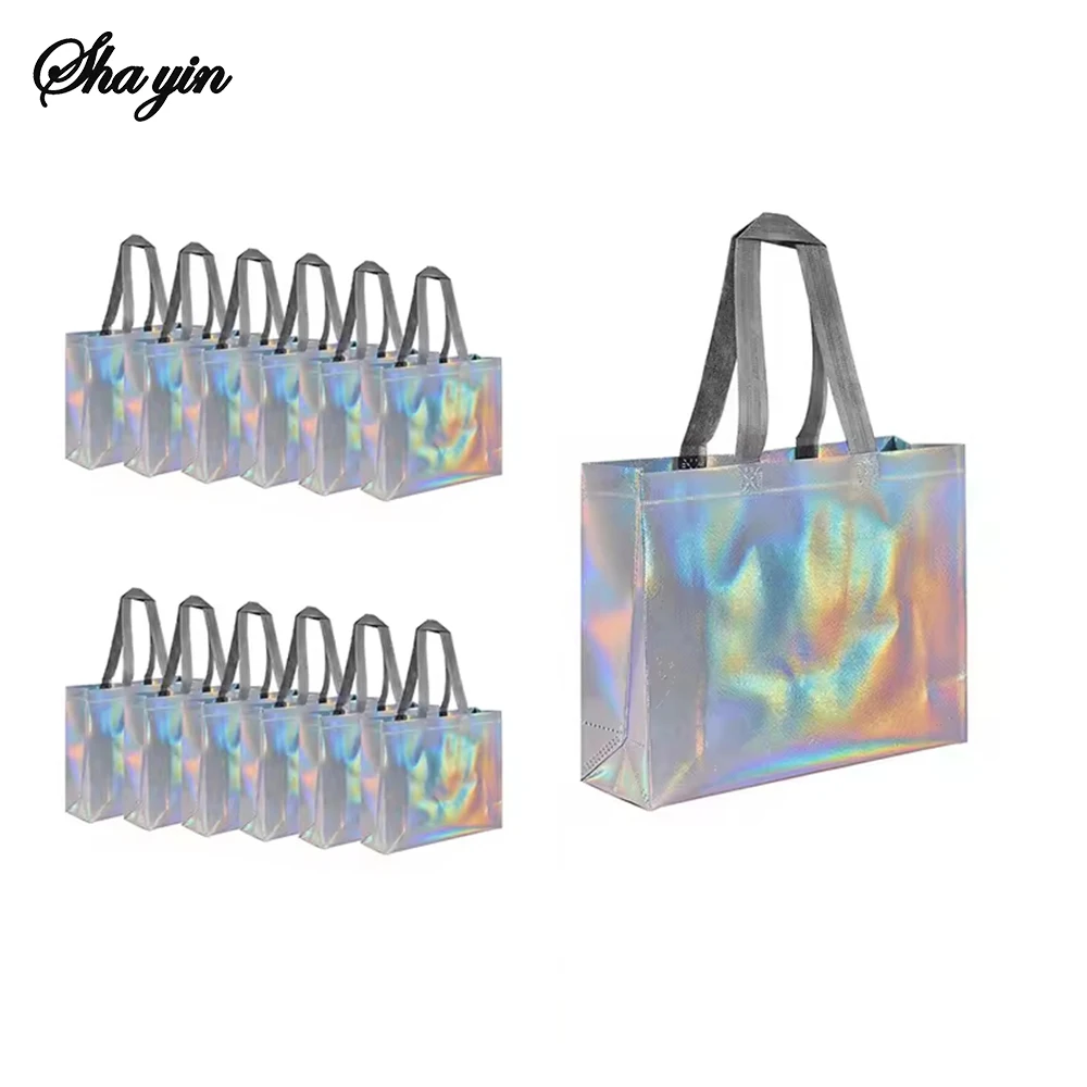 Organizer Bag Silver Reusable Gift Tote Grocery Shopping Bags Apply To Bridesmaids Birthday Party Wedding, Bachelor