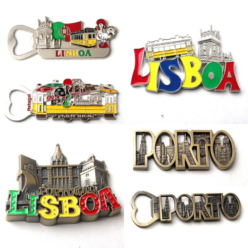 

Portugal Metal Fridge Magnets Lisbon Porto Bottle Openner Metallic Fridge Stickerts Tourist Souvenirs Home Decor Wedding Gifts