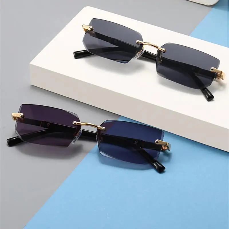 

Trendy Punk Rimless Rectangle Sunglasses Men Women Fashion Shades UV400 Driving Sun Glasses Frameless Gradient Eyewear