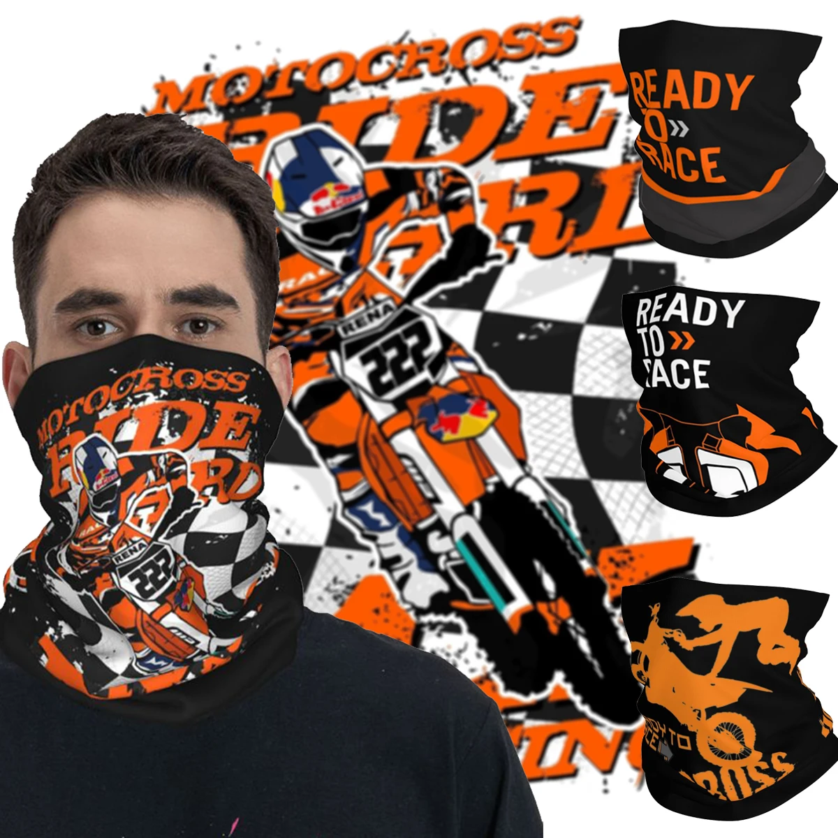 Motocross Race Accessories Mask Scarf  Ready To Race Motorcycle Ride Bandana Neck Gaiter Cool Riding Headwear Unisex Breathable