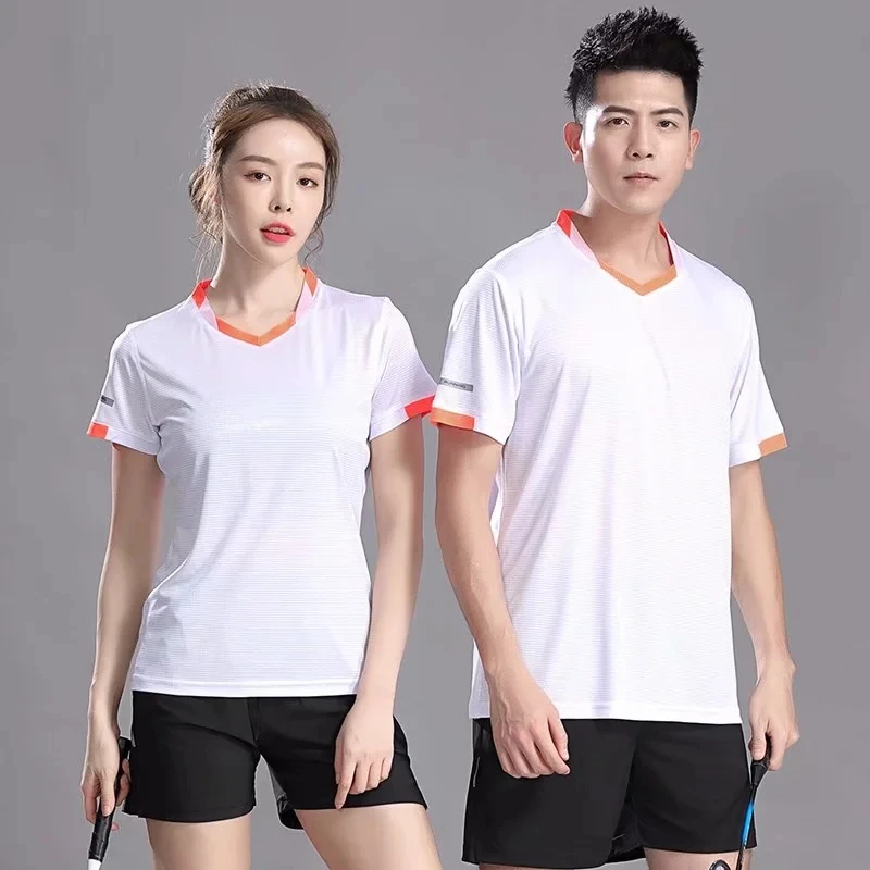 Korean Men Women Short Sleeve Breathable Badminton Shirts Tennis Quick Dry Running Sport Short Sleeve Fitness Training T Shirts