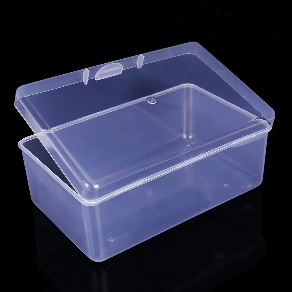 

Rectangle Transparent Plastic Cosmetics Puff Storage Box Case Container Accessories Box Lockable Dustproof 17.3x10.8x7.3cm