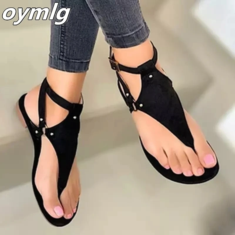 Women Sandals 2020 Summer Outdoor Beach Flip-flop Sandals Solid Fashion Gladiator Sandals Women Flats Casual Ladies Shoes