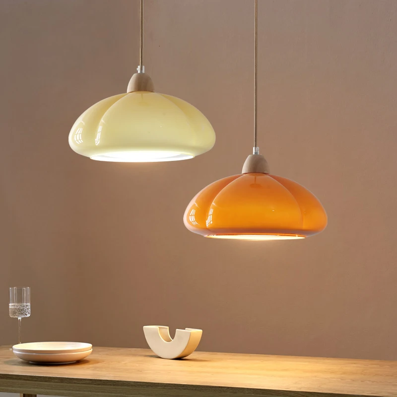 IWHD Big Pumpkin Glass LED Pendant Light Fixtures 30W Bulb