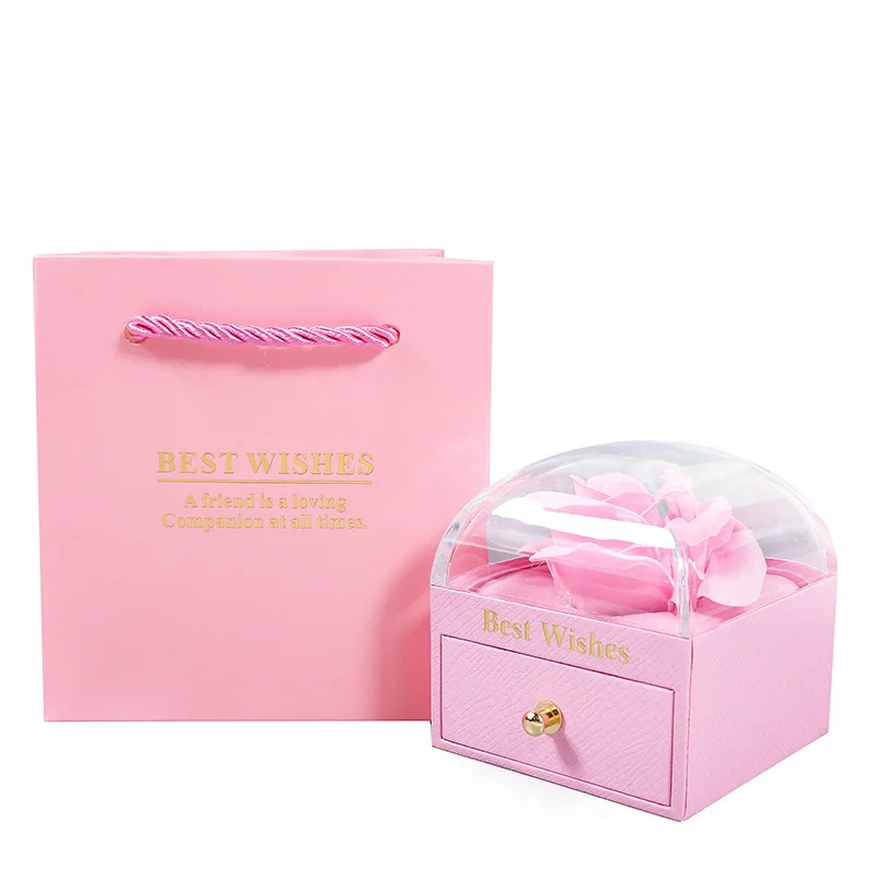 Rose Gift Box New Color Eternal Soap Flower Jewelry Box Ring Necklace Storage Creative Double Open Eternal Rose,jewelry storage bags,gift boxes