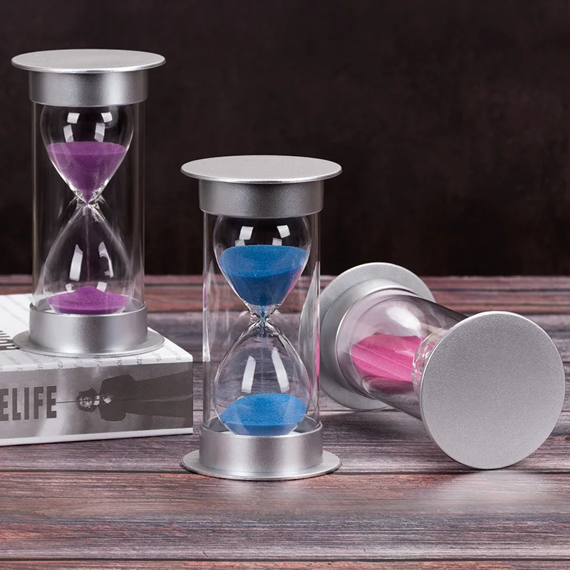 5~60 Minutes Hourglass Silver Lid Safety Timer Sand Clock Kids Drop Proof Time Management Desktop Gift Trinkets Brithday Gift 5