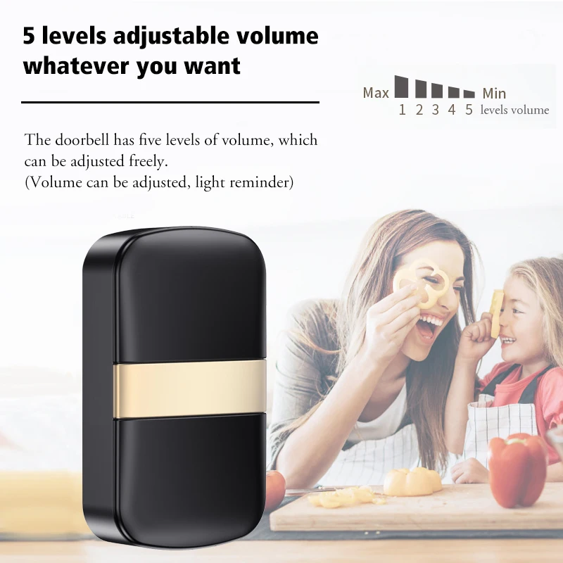 CACAZI Self-powered Wireless Doorbell No Battery required Waterproof Door bell Outdoor Kinetic Ring Chime 2 Buttons 1 Receiver