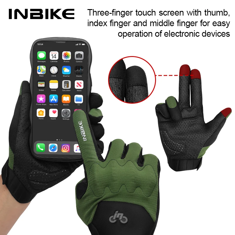 INBIKE MTB Cycling Gloves High Elasticity Full Finger Mountain Road Bike Gloves Touchscreen Bicycle Cycle Ride Glove Accessories 3
