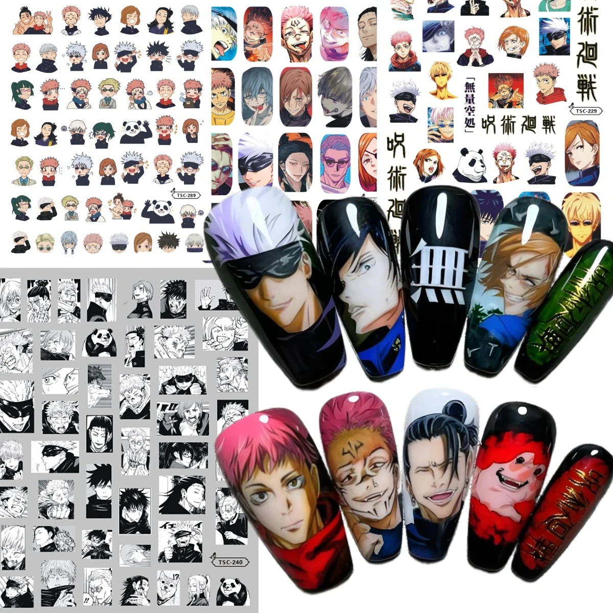 TSC-239 Newest Jujutsu Kaisen Nanami Kento Geto Suguru 3d Nail Art Stickers Nail Decal Stamp Slider