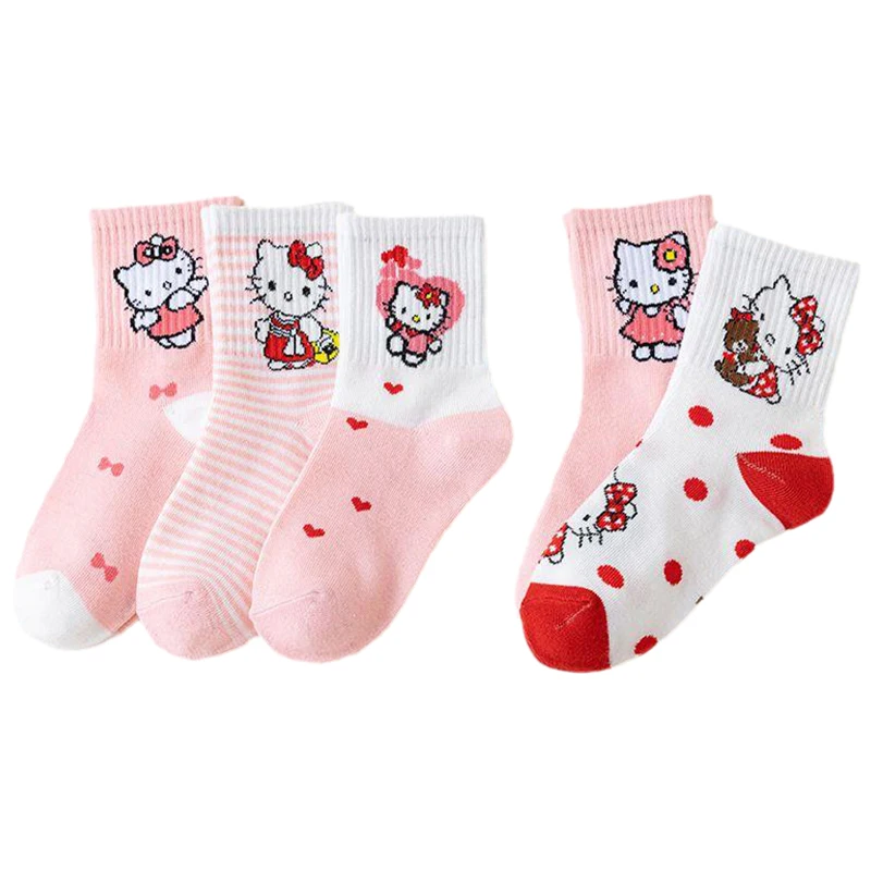 

Kawaii Sanrioed анимация Hello Kittys Kuromi мягкие удобные впитывающие пот хлопковые детские носки Рождественский подарок на день рождения