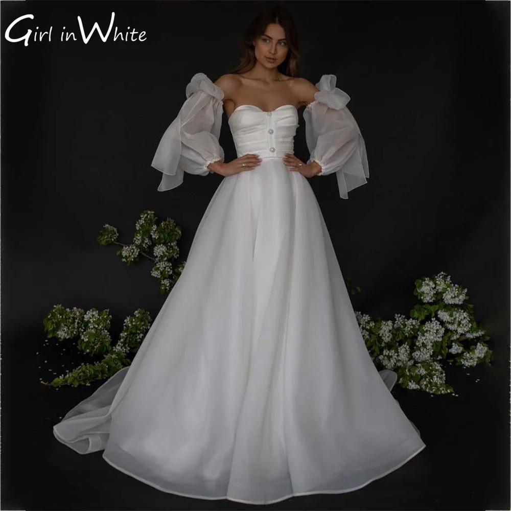 

Princess A Line Wedding Dress 2023 Detachable Sleeves Bride Dress Court Train Bridal Gown свадебное платье vestidos de novia