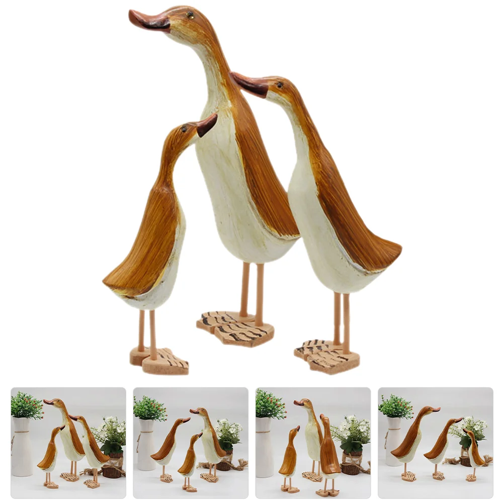 

3pcs Wooden Sculpture Wood Figurine Wood Carving Animal Sculpture Wood Statue