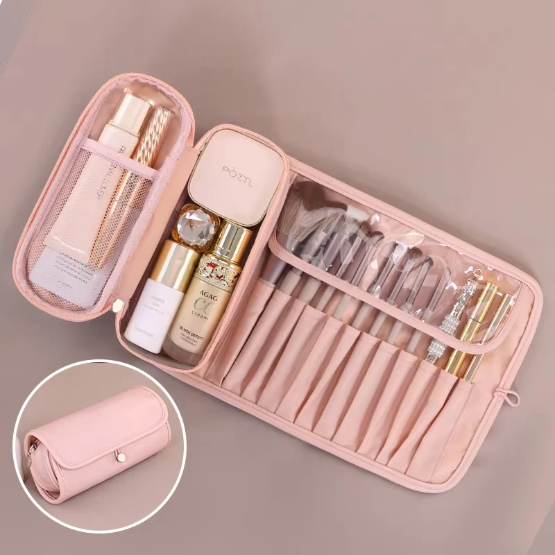 Women Makeup Brush Toiletries Organizer Waterproof Travel Make Up Storage Pouch Female High Capacity Portable Cosmetic Case Bag